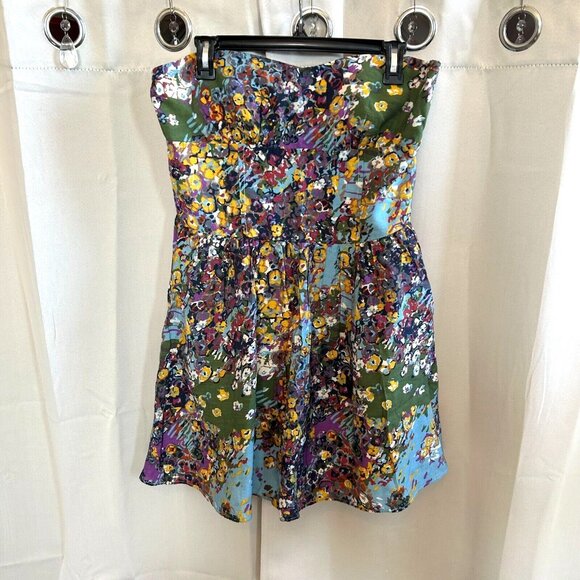 VTg Sharon Couture Dress Large Colorful Floral Sweetheart Festival Y2K 17511 - Picture 1 of 7